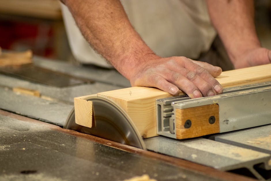 Woodworker crafting custom cabinets